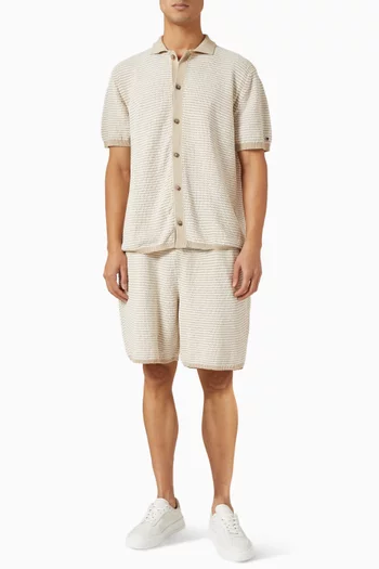 Knitted Texture Polo Sweater