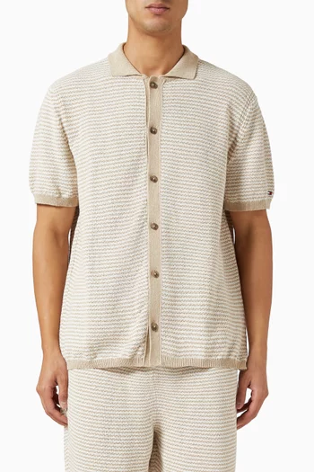 Knitted Texture Polo Sweater