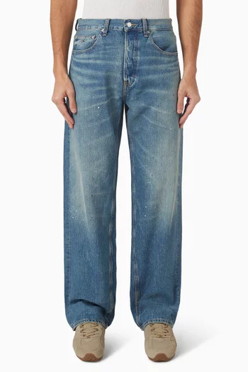 Jaimie Faded Relaxed Straight Leg Jeans in Denim
