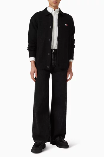 كارديغان بشارة ونسيج من مزيج الصوف