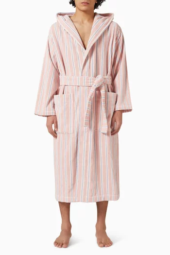 Candy Stripe Hooded Robe in Cotton-terry