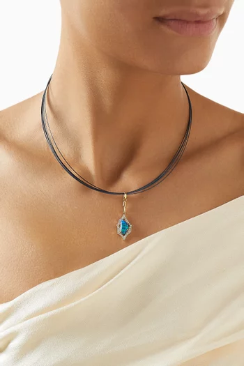 قلادة كاسباه مرصعة بماس وأوبال ذهب أصفر عيار 18