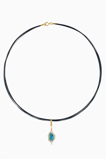 قلادة كاسباه مرصعة بماس وأوبال ذهب أصفر عيار 18