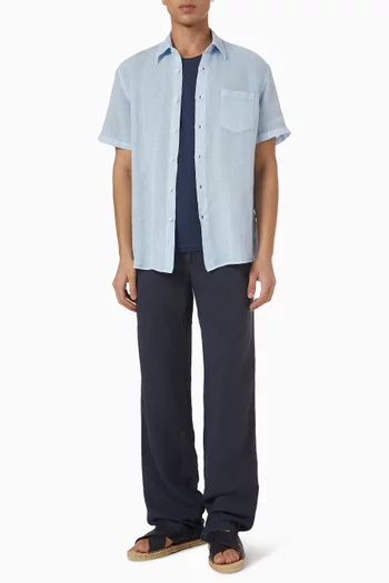 Regular Fit Crewneck T-shirt in Linen