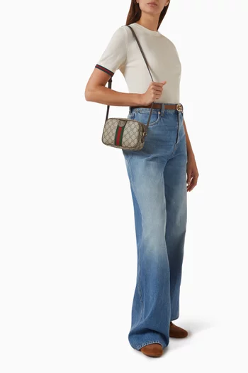 حقيبة كاميرا صغيرة قنب بنقشة شعار الماركة