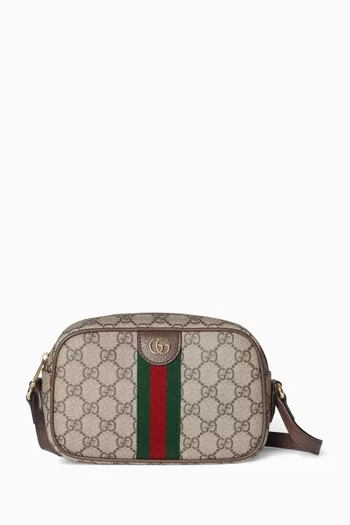 حقيبة كاميرا صغيرة قنب بنقشة شعار الماركة