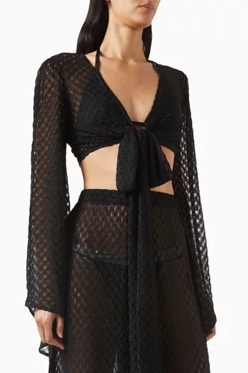 بلوزة بتصميم ملفوف للارتداء فوق ملابس السباحة