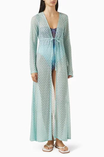 فستان للارتداء فوق ملابس السباحة برباط في الأمام