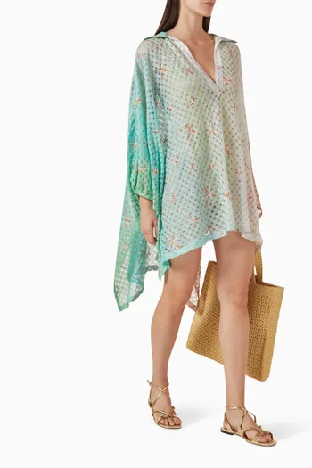 فستان للارتداء فوق ملابس السباحة بنقشة شبكة عناكب مزيج رايون