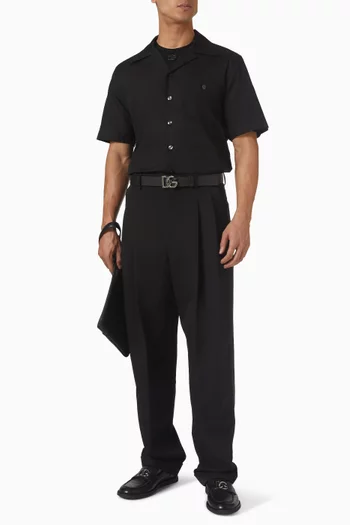 قميص هاواي بنقشة شعار الماركة بالكامل حرير تويل