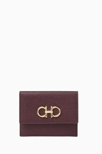 محفظة بحلية جانشيني مزدوجة جلد عجل