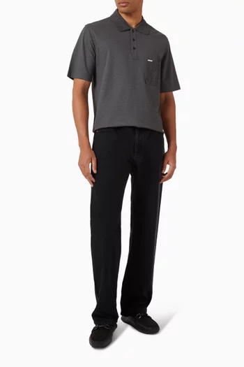 Jacquard Pocket Detail Polo Shirt in Cotton Pique