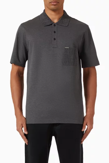 Jacquard Pocket Detail Polo Shirt in Cotton Pique