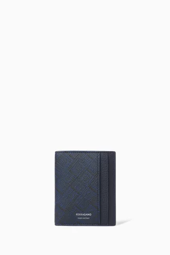Monogram Card Holder in Calfskin & Coated Fabric