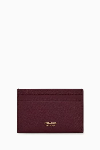 حافظة بطاقات بحلية جانشيني مزدوجة جلد عجل