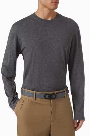 Reversible Gancini Belt in Calfskin