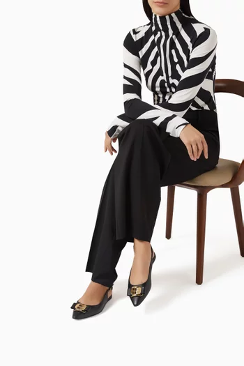 حذاء زيلمي بكعب مسطح وسير خلفي جلد نابا