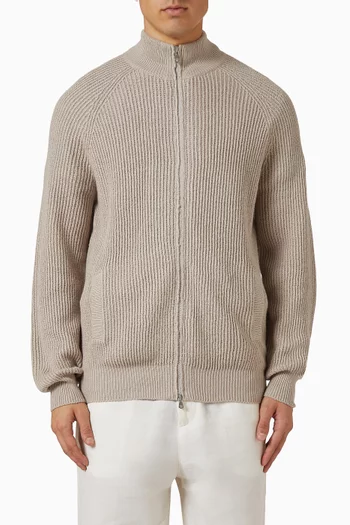 English Rib Cardigan in Malfilé Cotton