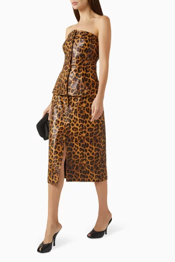 Leopard-print Skirt in Leather