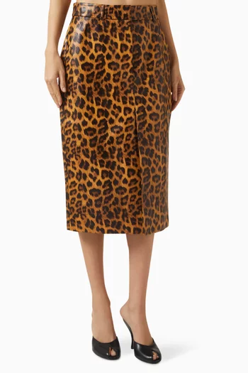 Leopard-print Skirt in Leather