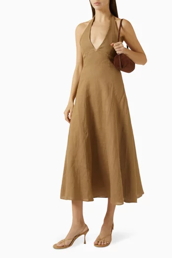 Halterneck Maxi Dress in Linen