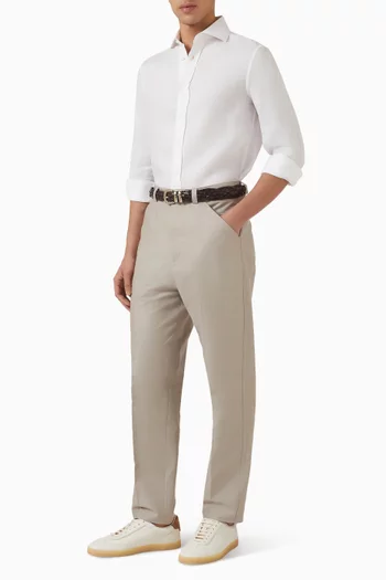 قميص بياقة مفرودة كتان