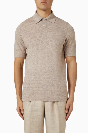 تي شيرت بولو بنسيج قطن وكتان