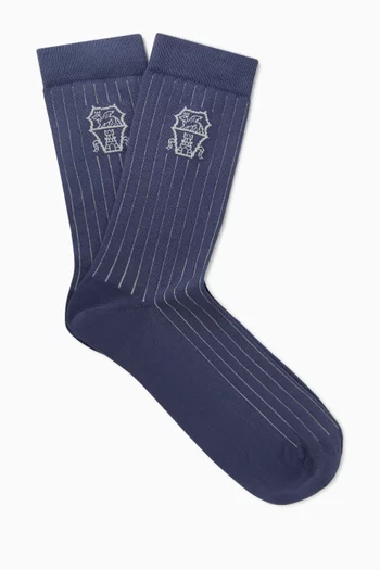 Chalk Stripe Effect Socks in Cotton