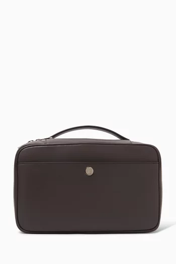 حقيبة مستحضرات العناية الشخصية بشعار الماركة جلد ناعم