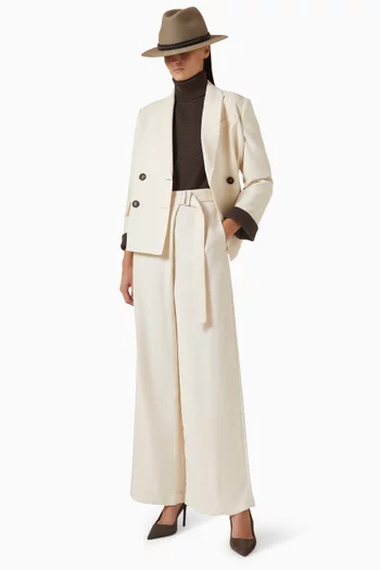 بنطال محاك بتصميم ملفوف مزيج فيسكوز