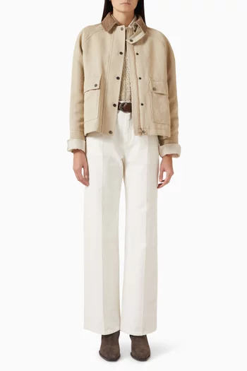 جاكيت بياقة بلون مغاير قنب