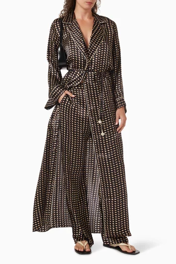 Western Printed Kaftan in Silk-satin