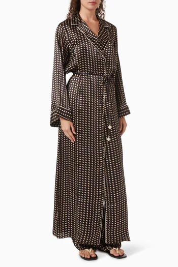 Western Printed Kaftan in Silk-satin