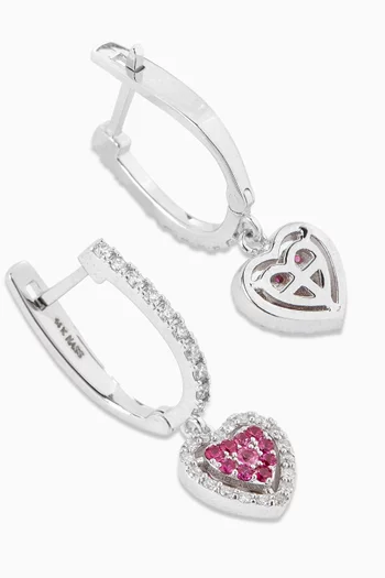 Heart Diamond & Sapphire Huggies in 14kt White Gold
