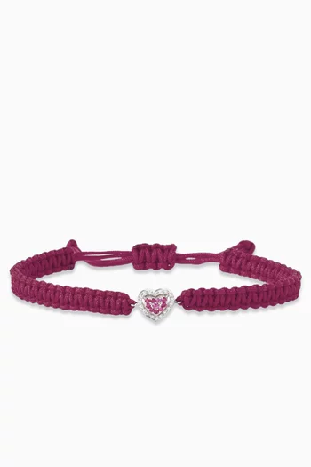 Heart & Diamond Braided Bracelet in 14kt Gold