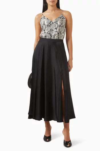 Christina Midi Skirt in Satin