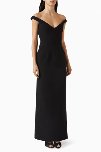 فستان اليري بأكتاف مكشوفة كريب