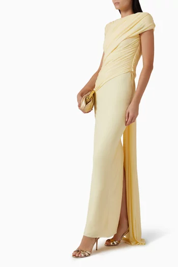 فستان ميرييل بعقدة في الخلف جيرسيه لامع