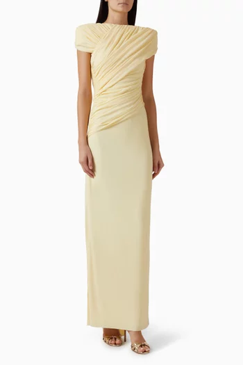 فستان ميرييل بعقدة في الخلف جيرسيه لامع