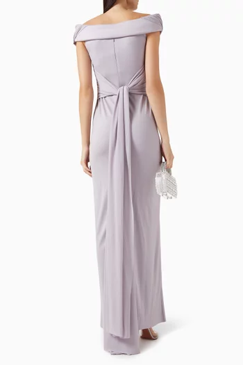 فستان ميرييل بعقدة في الخلف جيرسيه لامع