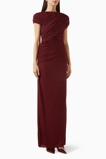 فستان ميرييل بعقدة في الخلف جيرسيه لامع