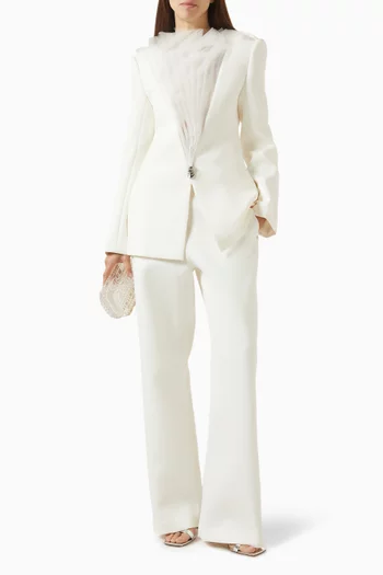 بنطال كارميليا بقصة ساق مستقيمة قماش بدل تويل