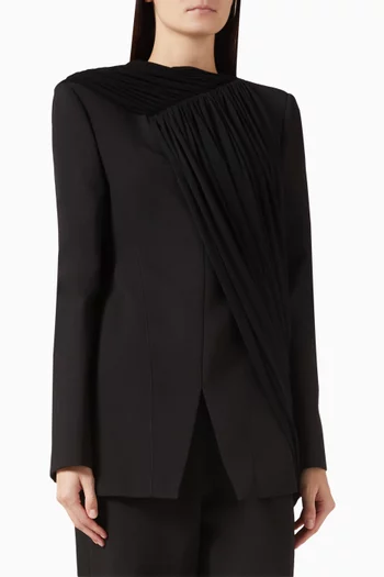 Nyra Draped Blazer in Twill Suiting