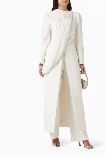 Caelis Draped Coat in Twill Suiting