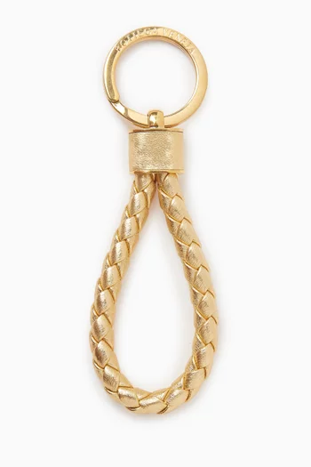 Key Ring in Intrecciato Satin Leather