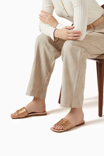 Parco Mule Sandals in Intrecciato Lamina Leather