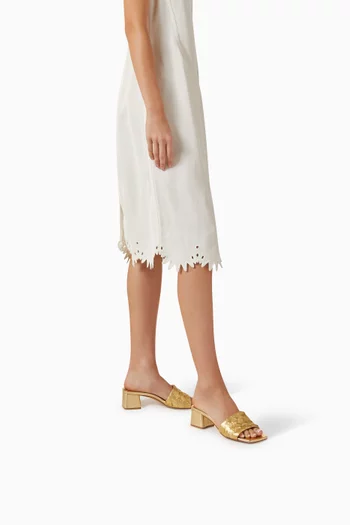 حذاء باروكو مفتوح من الخلف جلد لامع مجدول بملمس ستان