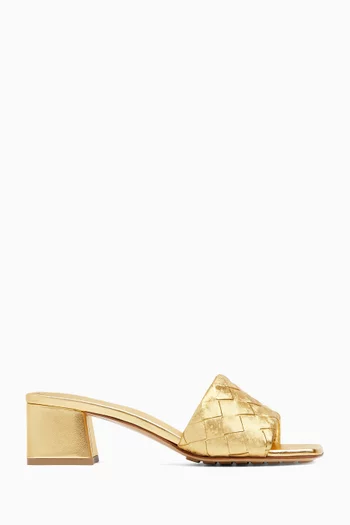 حذاء باروكو مفتوح من الخلف جلد لامع مجدول بملمس ستان