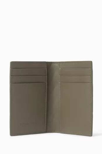 Flap Card Case in Intrecciato Leather