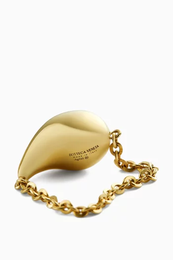 خاتم سلسلة بتصميم قطرة فضة إسترلينية مطلية ذهب عيار 18‏